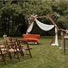 Backdrop hout hexagon + wit doek