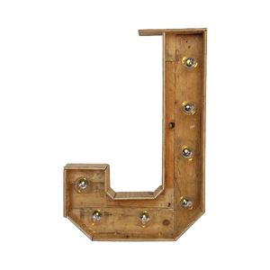 Houten kleine licht letter J huren bij Loods of Rentals