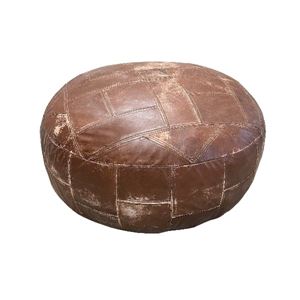 Poef bruin leer - XL