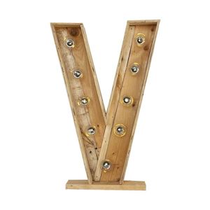 Kleine houten licht letter V huren bij Loods of Rentals