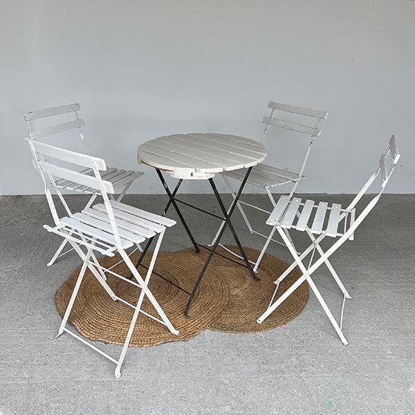 Bistroset wit met zwart onderstel